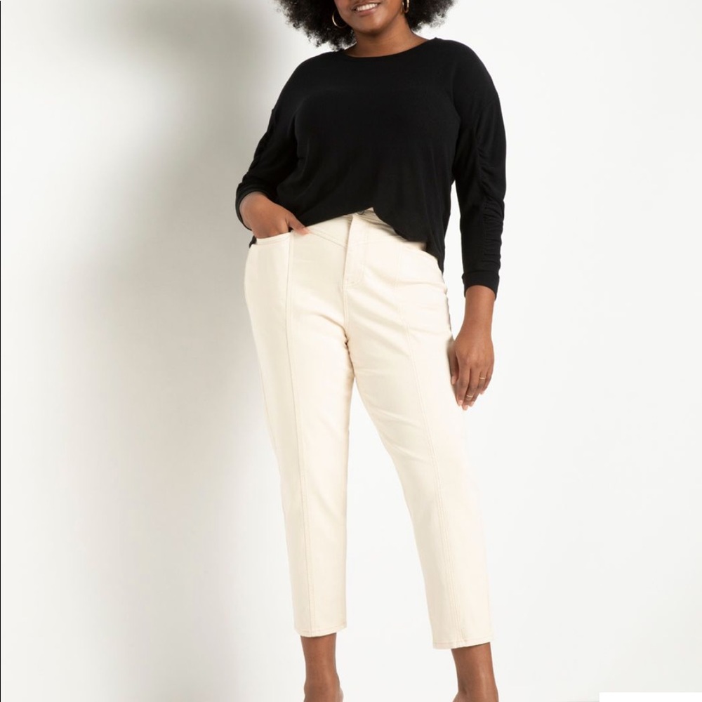 Plus Size Jeans | High Rise  | Cream Denim | ELOQUII | Size 18